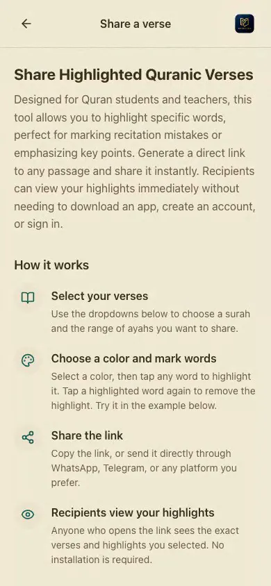 Demo: highlighting a passage and sharing the link