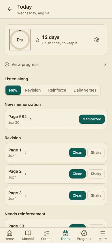 Demo: completing today's adaptive practice queue